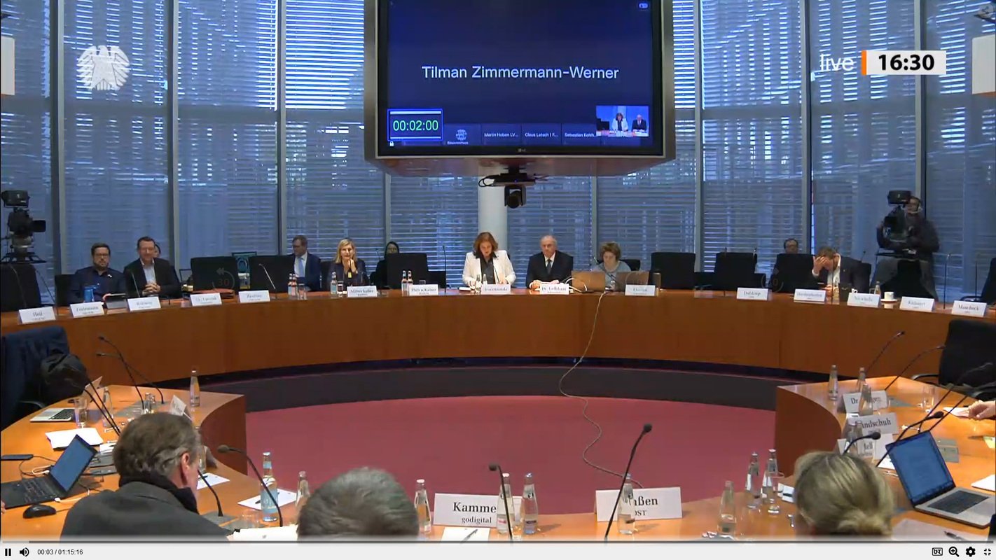 Bild: Screenshot der Videoaufzeichnung. Bildquelle: Deutscher Bundestag
